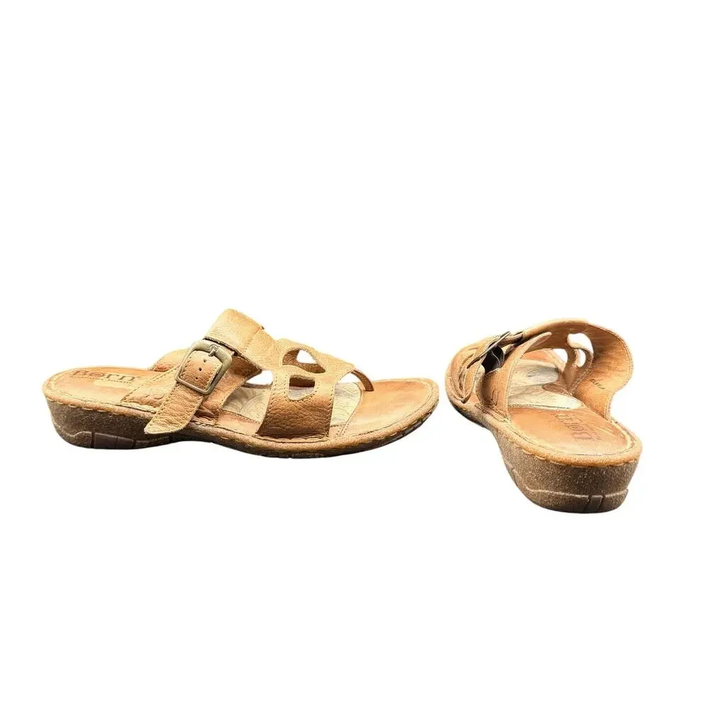 Born Leather Toe Ring Slide Sandals Women’s 11 Brown Comfort Boho